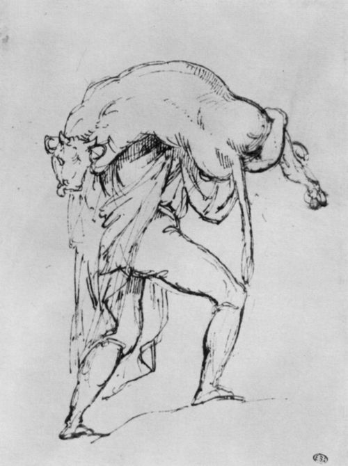 Gricault, Jean Louis Thodore: Rmischer Fleischer, ein Kalb auf den Schultern tragend