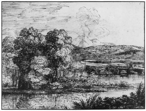 Lorrain, Claude: Landschaft mit Baumgruppe am Wasser