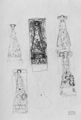 Klimt, Gustav: Sechs Skizzen einer frontal stehenden Figur