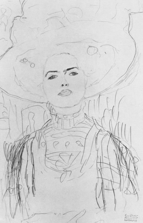Klimt, Gustav: Brustbild eines Mädchens mit großem Hut
