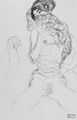 Klimt, Gustav: Halbakt mit teilweise verdecktem Gesicht und Handskizze