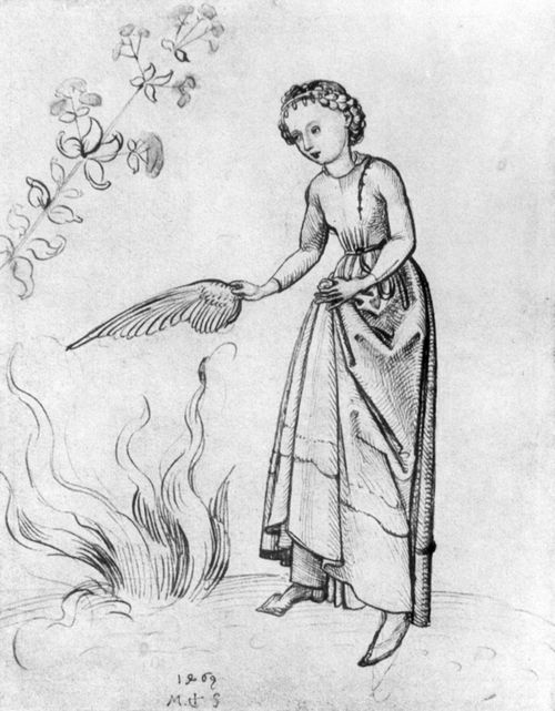 Schongauer, Martin: Mdchen am Feuer