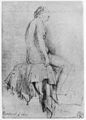 Rembrandt Harmensz. van Rijn: Weibliches Aktmodell, sitzend, im Profil