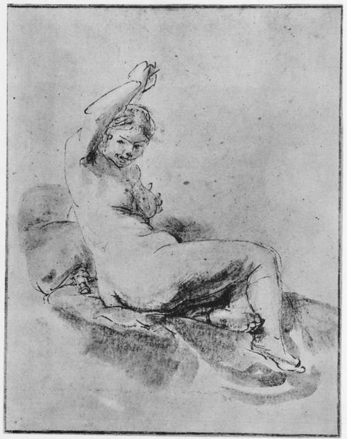 Rembrandt Harmensz. van Rijn: Weiblicher Akt, liegend