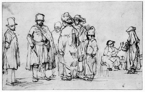 Rembrandt Harmensz. van Rijn: Studienblatt, Straenszene