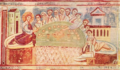 Italo-Byzantinischer Meister: Fresken in Sant Angelo in Formis zum Leben Christi, Szene: Das Abendmahl