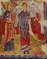 Meister von Orcau: Fresko aus San Pedro de Sorpe (Provinz Lérida in Katalonien), Szene: Verkündigung (Maria mit der Spindel), Detail