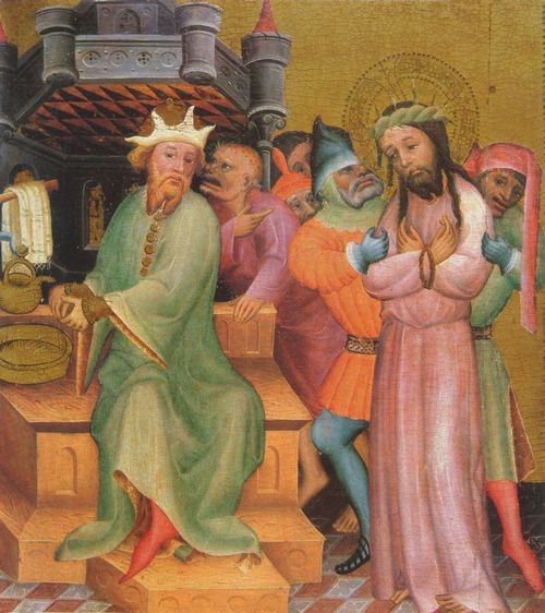 Meister Bertram von Minden: Passionsaltar, Szene: Christus vor Pilatus