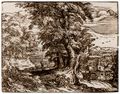 Goltzius, Hendrik: Landschaft mit sitzendem Paar und Hirten, zweite Fassung