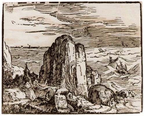 Goltzius, Hendrik: Felsen am Strand, zweite Fassung