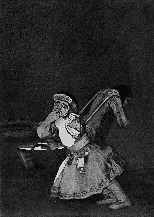 Goya y Lucientes, Francisco de: Folge der »Caprichos«, Blatt 04: Von der Kindsfrau verzogen