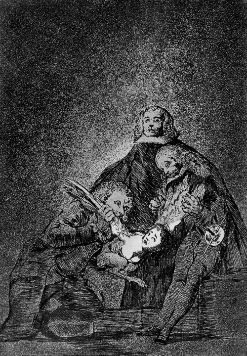 Goya y Lucientes, Francisco de: Folge der »Caprichos«, Blatt 21: Wie sie sie rupfen!