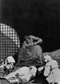 Goya y Lucientes, Francisco de: Folge der »Caprichos«, Blatt 34: Der Schlaf übermannte sie