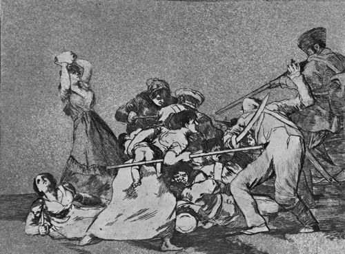 Goya y Lucientes, Francisco de: Folge der »Desastres de la Guerra«, Blatt 05: Und werden zu wilden Tieren