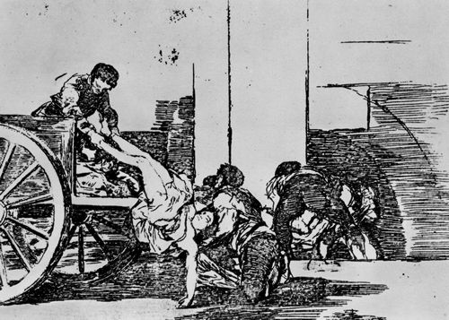 Goya y Lucientes, Francisco de: Folge der »Desastres de la Guerra«, Blatt 64: Karrenladungen fr den Friedhof