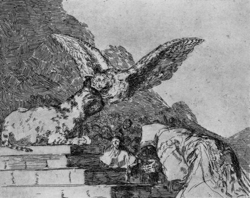 Goya y Lucientes, Francisco de: Folge der »Desastres de la Guerra«, Blatt 73: Katzenpantomime