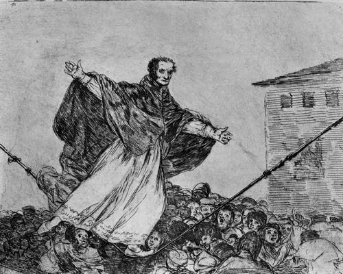 Goya y Lucientes, Francisco de: Folge der »Desastres de la Guerra«, Blatt 77: Ob das Seil wohl reit