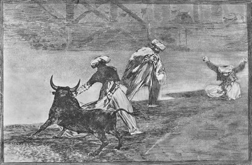 Goya y Lucientes, Francisco de: Folge der »Tauromaquia«, Blatt 02: Eine andere Art, sie zu Fu zu jagen
