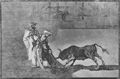 Goya y Lucientes, Francisco de: Folge der »Tauromaquia«, Blatt 04: Sie reizen einen anderen mit dem Mantel im geschlossenen Ring