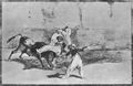 Goya y Lucientes, Francisco de: Folge der »Tauromaquia«, Blatt 06: Die Mauren reizen den Stier in der Arena mit dem Burnus