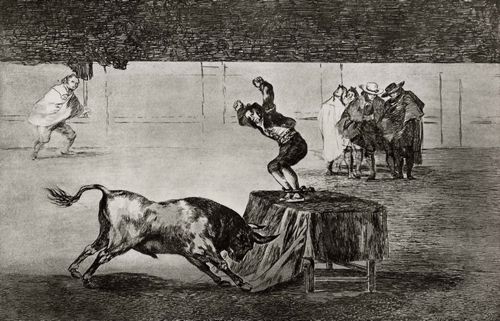 Goya y Lucientes, Francisco de: Folge der »Tauromaquia«, Blatt 19: Eine andere Tollkhnheit in derselben Arena