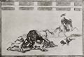 Goya y Lucientes, Francisco de: Folge der »Tauromaquia«, Blatt 25: Sie hetzten Hunde auf den Stier