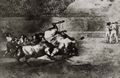 Goya y Lucientes, Francisco de: Folge der »Tauromaquia«, Blatt B: Picador, vom Stier erfaßt