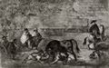 Goya y Lucientes, Francisco de: Folge der »Tauromaquia«, Blatt C: Hunde gegen den Stier