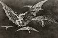 Goya y Lucientes, Francisco de: Folge der »Disparates«, Blatt 13: Die Art zu fliegen