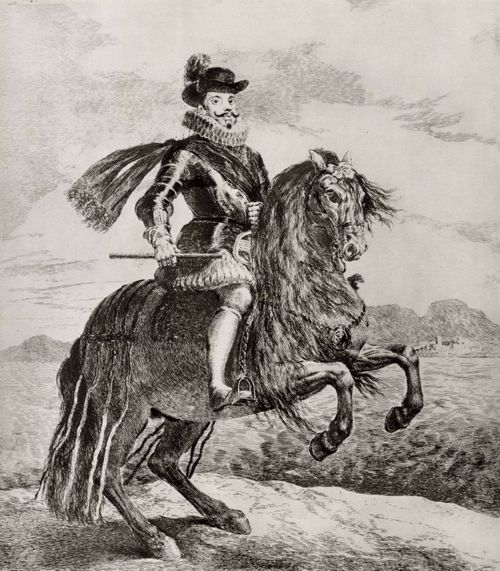 Goya y Lucientes, Francisco de: Reiterportrt Philipps III., nach Velazquez