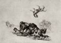 Goya y Lucientes, Francisco de: Stier, von Hunden angefallen