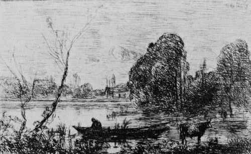 Corot, Jean-Baptiste Camille: Ville d' Avray, Der Teich mit Schiffer