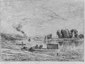 Daubigny, Charles-François: Das Atelierboot in Conflans (Der Landschaftsmaler im Boot)