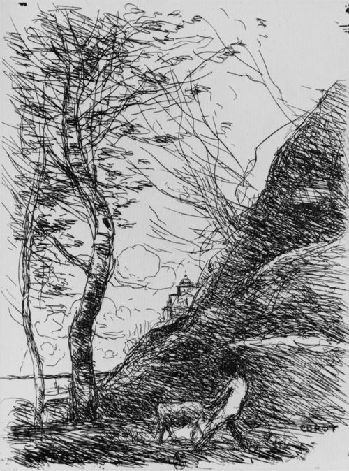 Corot, Jean-Baptiste Camille: Hirte, mit seiner Ziege kmpfend