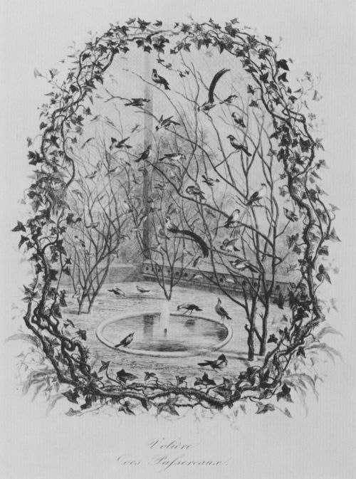 Daubigny, Charles-Franois: Vignetten fr »Le Jardin des Plantes«: Die Voliere der Sperlinge