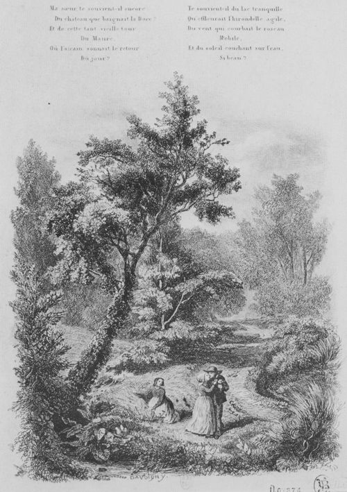 Daubigny, Charles-Franois: Illustrationen fr die »Chants et chansons populaires de la France«: Combien j'ai douce Souvenance, 2. Tafel