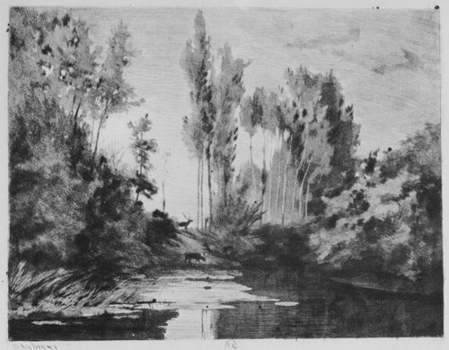 Daubigny, Charles-Franois: Die Hirsche am Ufer (Erinnerung an die Iles de Bezons), zweite Fassung