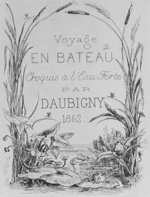 Daubigny, Charles-Franois: Folge »Album du Voyage en bateau«, Frontispiz mit Text