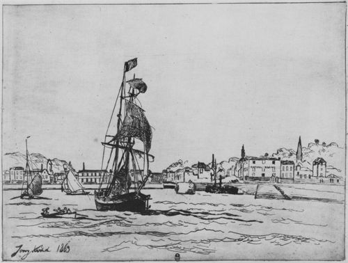 Jongkind, Johan Barthold: Einfahrt in den Hafen von Honfleur