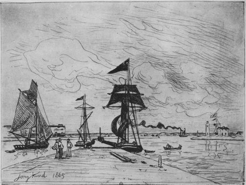Jongkind, Johan Barthold: Die Holzmole im Hafen von Honfleur
