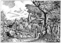 Bruegel d. ., Pieter: Folge der »Zwlf groen Landschaften«, Pagus nemorosus (Waldsiedlung)