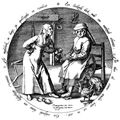 Bruegel d. ., Pieter: Folge der »Zwlf flmischen Sprichwrter«, Eine streitschtige Frau bringt nur Verdru ins Haus, Tondo