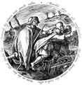 Bruegel d. ., Pieter: Folge der »Zwlf flmischen Sprichwrter«, Zwei Blinde, die sich gegenseitig fhren, fallen in den Graben, Tondo