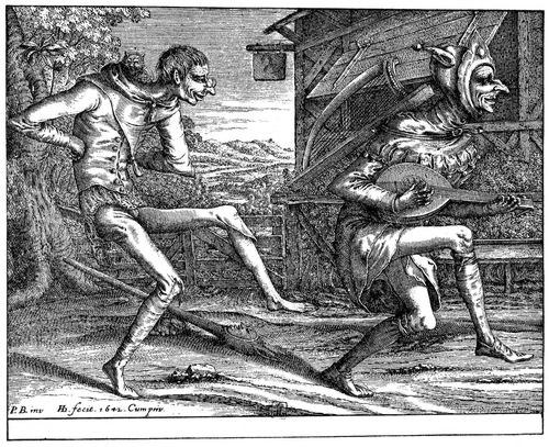 Bruegel d. ., Pieter: Karnevalsszene, Zwei Narren