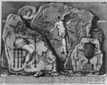 Piranesi, Giovanni Battista: Die antiken Bauten Roms, Band III, Blatt XLVIII, Eine der vier Victoria-Figuren mit Lorbeerkranz und andere Fragmente