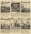 Englischer Kupferstecher um 1680: Spielkarten mit der Darstellung der Geschichte der Spanischen Armanda: Herz-Dame, Herz-Bube, Karo-As, Karo-Zwei, Karo-Vier, Karo-Zehn