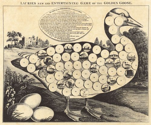 Englischer Kupferstecher um 1848: Lauries neues und unterhaltsames Spiel von der goldenen Gans