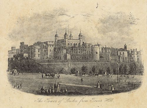 Englischer Radierer um 1862: Der Tower von London vom Tower Hill aus J. T. Wood