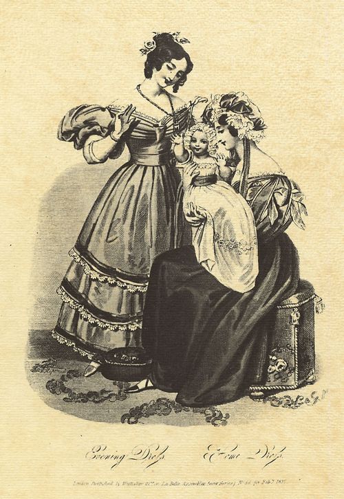 Englischer Kupferstecher um 1832: Abendkleid und Hauskleid
