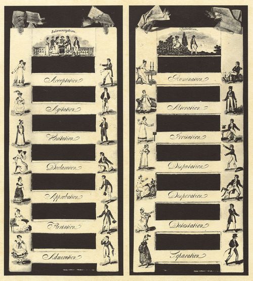 Englischer Kupferstecher um 1810: Die Ehestandsleiter: Vor der Heirat und Nach der Heirat